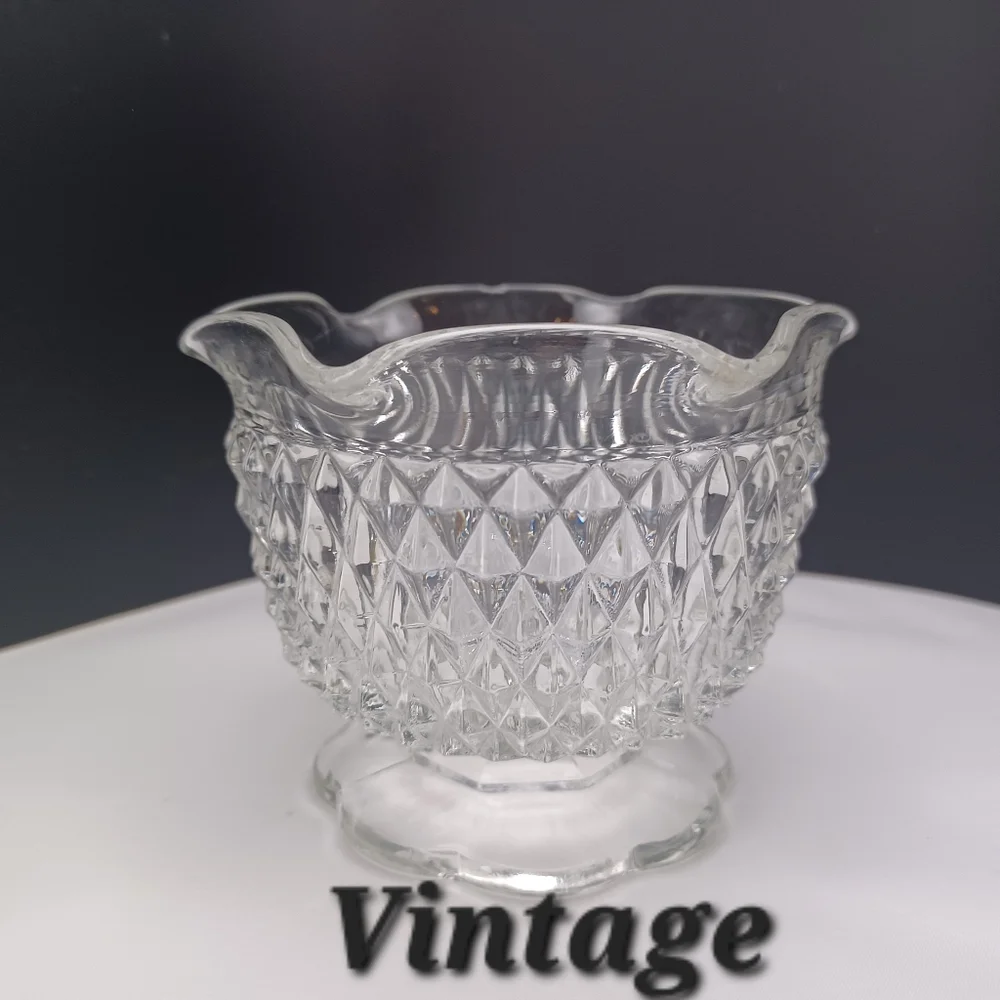 Vintage Mayonaise Bowl Glass Diamond Pattern - Picture 5 of 5
